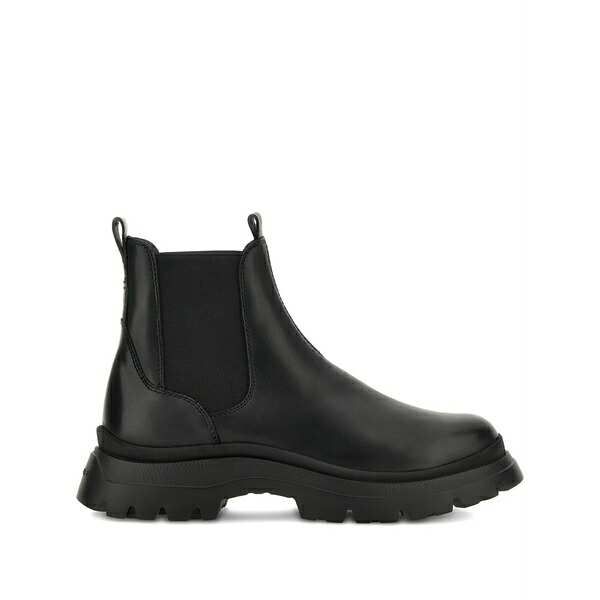 ホー火器 メンズ ブーツ シューズ Leather ankle boots Black