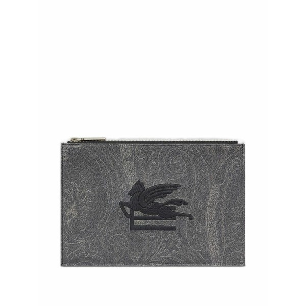 エトロ メンズ 銭入れ 添え物 Paisley wallet Grey