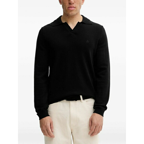マルコポーロ メンズ 編み物\u0026プルオーバー アウター V-neck logo sweater Black