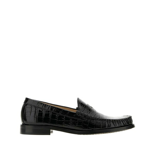 スチュアート ワイツマン レディース スリッポン・ローファー シューズ Lottie crocodile-embossed loafers Black