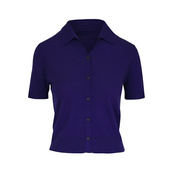 ヴィンス レディース スポーツシャツ トップス Button-down short-sleeve top Purple
