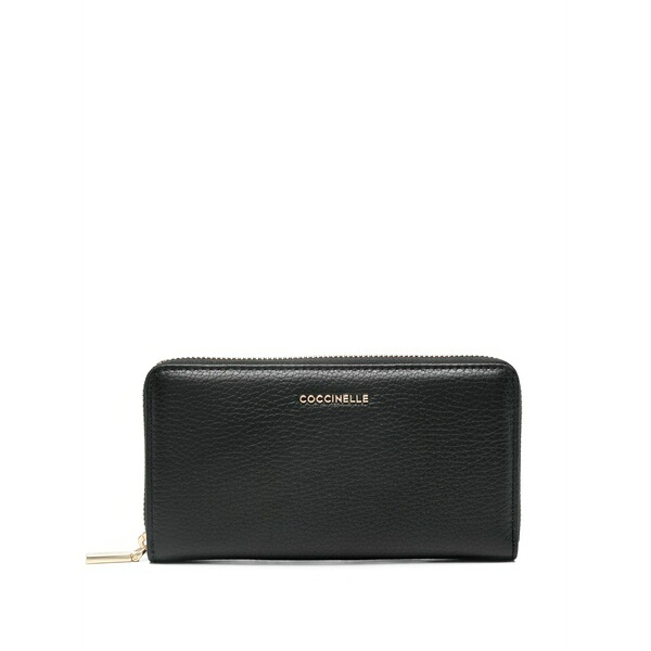 コチネレ レディース 紙入れ 付属品 Large metallic soft wallet Black