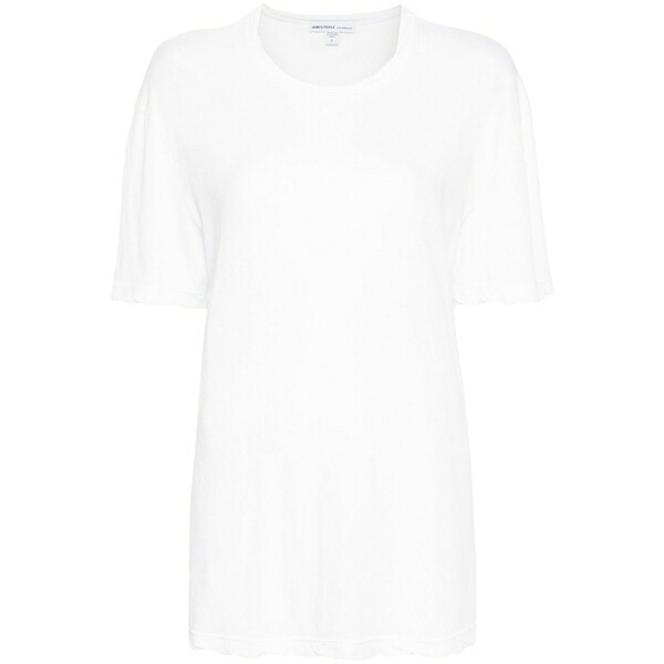 ジェームス 銭入れ レディース プルオーバー トップス Scallop-edge cotton t-shirt White