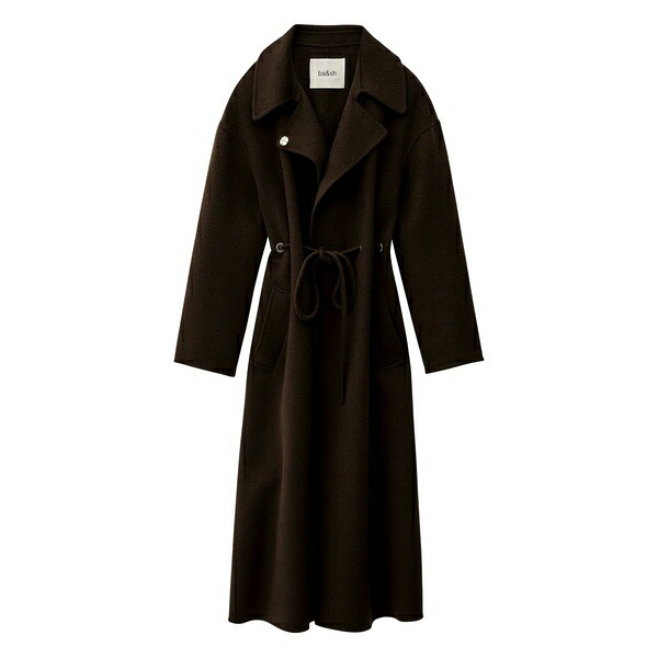 バッシュ レディース 厚地の外套 アウター Kate tie-waist coat Brown