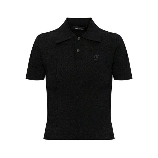 ディースクエアード レディース スポーツシャツ トップス Button-fastening polo shirt Black