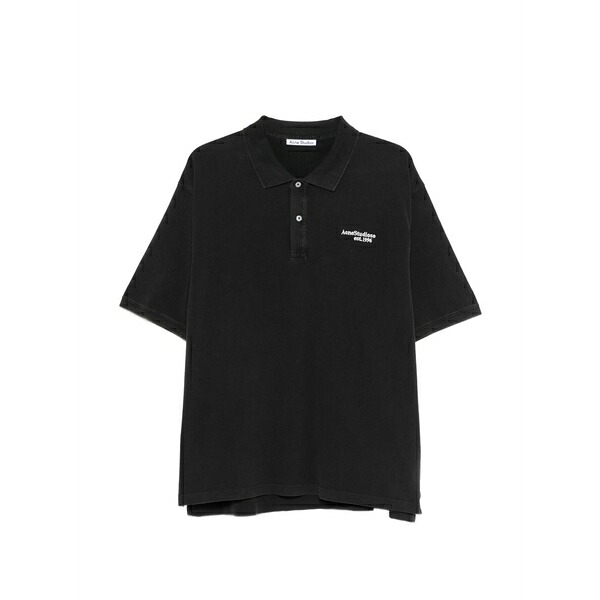 アクネ ストゥディオズ メンズ ポロシャツ トップス Logo polo shirt Black|asty