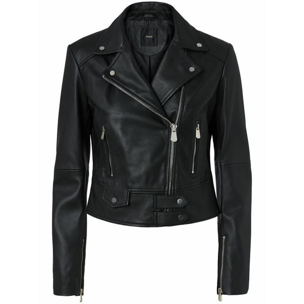 ピンコ レディース 上衣＆上衣 アウター Cropped biker jacket Black