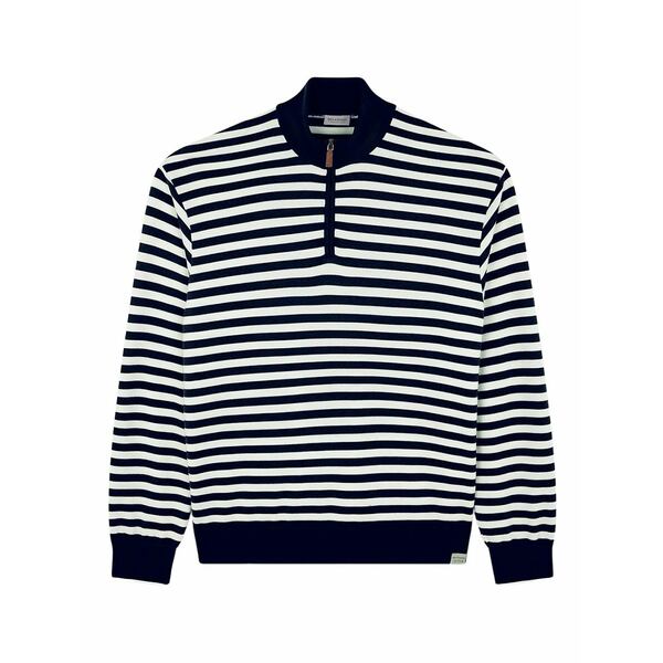 ポールアンドシャーク メンズ 編み物\u0026ティーシャツ アウター Striped half-zip sweater Blue