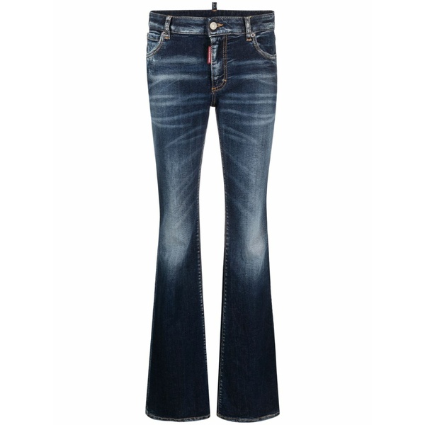ディースクエアード レディース デニムパンツ ボトムス Distressed flared jeans Blue｜asty