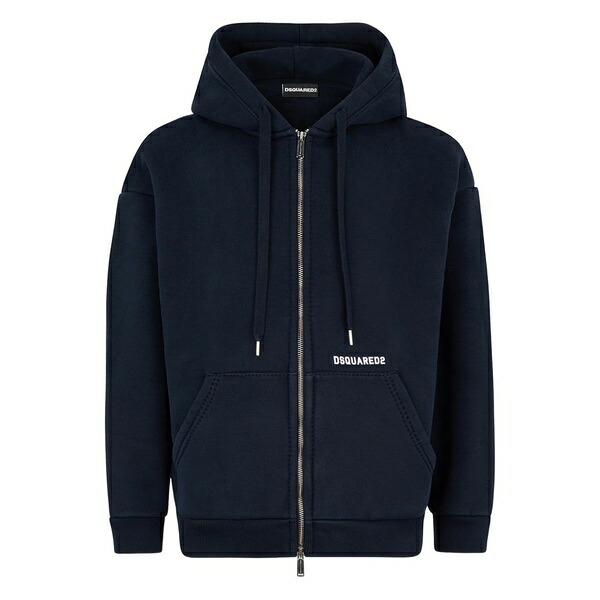 ディースクエアード メンズ ジャケット＆ブルゾン アウター Logo zipped hooded jacket Blue｜asty