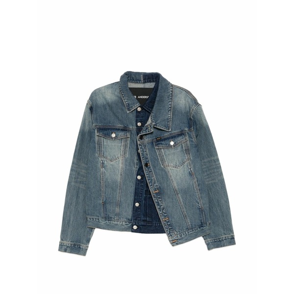 アンダーソン 呼びりん レディース 上衣＆上衣 アウター Asymmetric layered denim jacket Blue