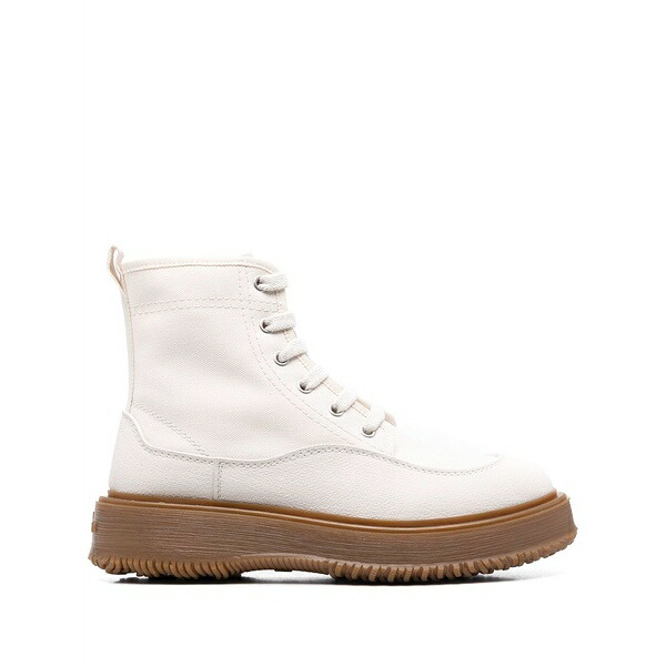 ホー火器 レディース ブーツ シューズ Lace-up leather boots Neutrals