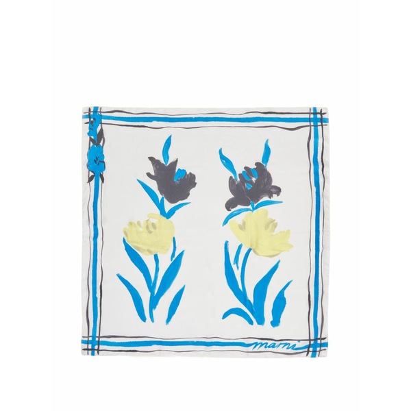 マルニ レディース えり巻き・袈裟・えり巻き 付属物 Flower stripe silk foulard White
