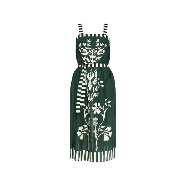 エレス レディース ワンピース トップス Lakshya floral-print striped midi dress Green|asty