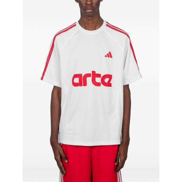 アディダス メンズ プルオーバー トップス X arte antwerp 3-stripes-logo t-shirt White