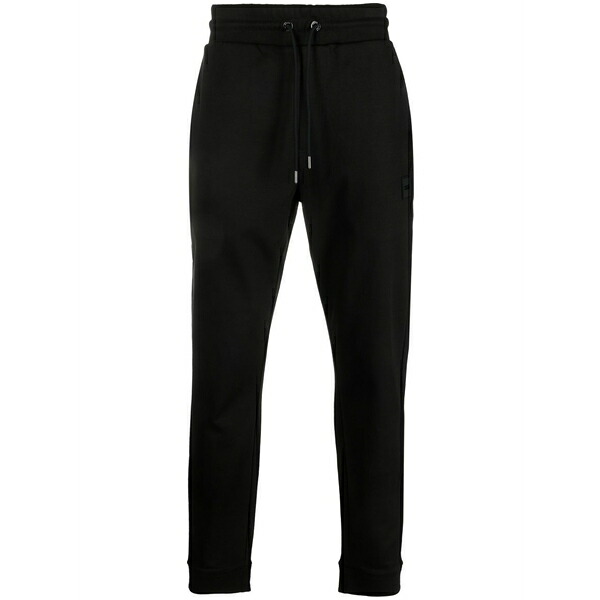 ボス メンズ カジュアルパンツ ボトムス Logo-patch slim track trousers Black｜asty