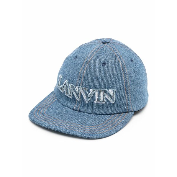 ランバン メンズ 帽子 アクセサリー Logo-appliqu茫漏 denim cap Blue|asty