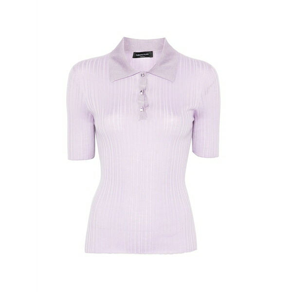 ファビアナ フィリッピ レディース スポーツシャツ トップス Ribbed polo shirt Purple