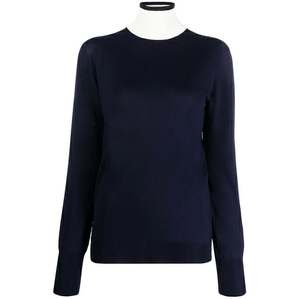 ジル・サンダー レディース 編み物\u0026スウェーター アウター Contrast-neck long-sleeved jumper Blue