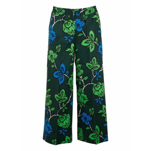 パロッシュ レディース 心地好いズボン下 ボトムス Floral-print cotton trousers Green