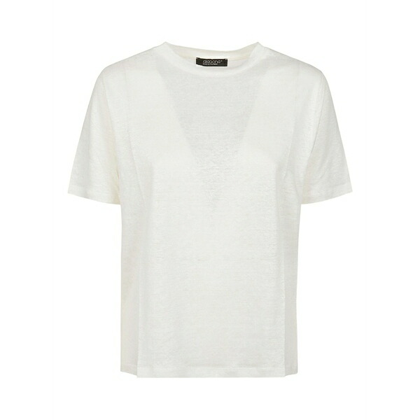 アラゴナ レディース Tシャツ トップス Linen round-neck t-shirt White｜asty