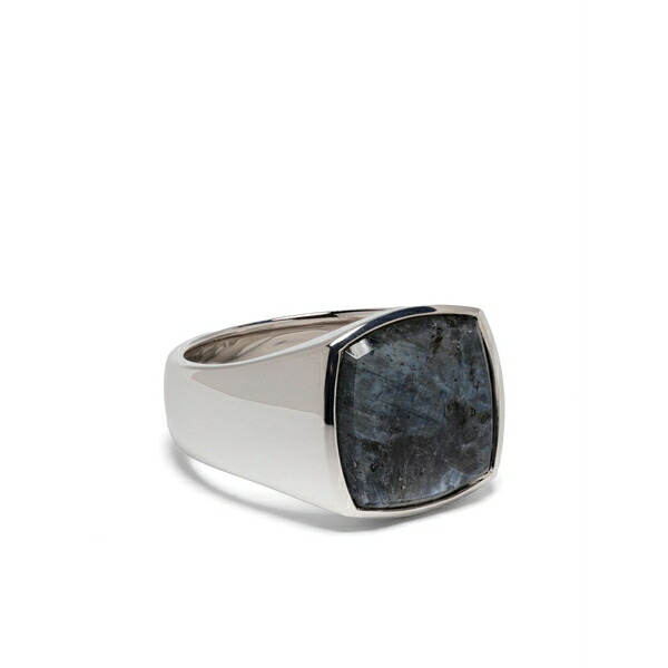 トム白木 メンズ 輪っか 付属物 Cushion-cut larvikite ring Silver