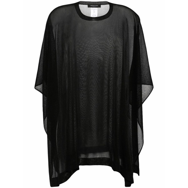 ファビアナ フィリッピ レディース 編み物\u0026スウェーター アウター Semi-sheer knitted cape Black