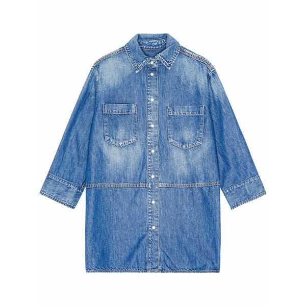 ガニー レディース シャツ トップス Logo-embellished denim shirt Blue|asty