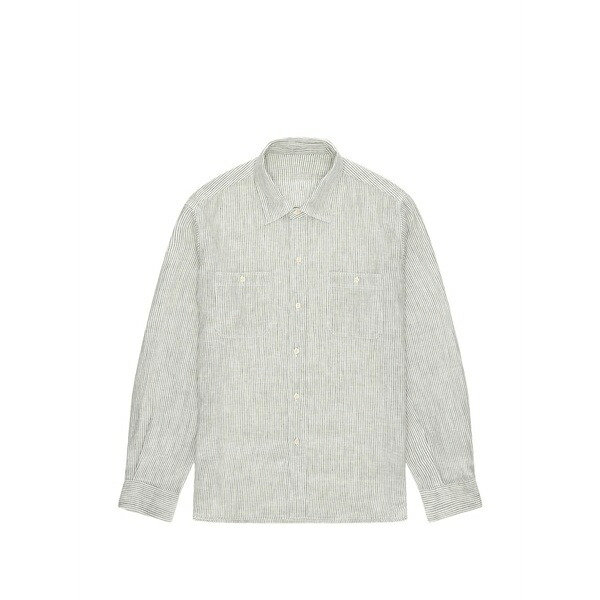 フォルテラ メンズ シャツ トップス Striped chest-pocket shirt White｜asty