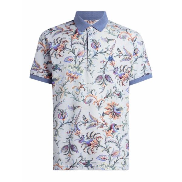 エトロ メンズ ポロシャツ トップス Floral cotton polo shirt Neutrals｜asty