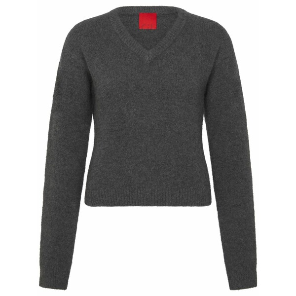 カシミヤ はたご屋 優しいこと レディース 編み物\u0026スウェーター アウター Long-sleeve v-neck jumper Grey