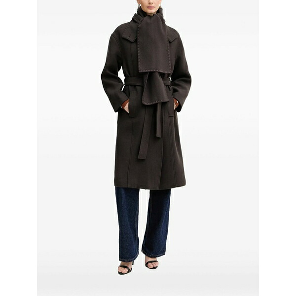 モーガンレーン レディース 厚地の外套 アウター Belted coat Brown