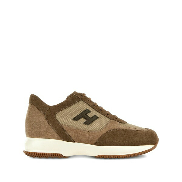 ホーガン メンズ スニーカー シューズ Interactive logo-patch sneakers Brown｜asty