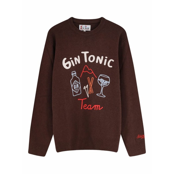 エムシーツーセイントバース メンズ パーカー・スウェットシャツ アウター Logo-embroidered long-sleeved sweater Brown