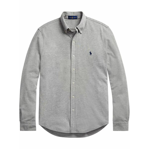 ラルフローレン メンズ プルオーバー トップス Logo embroidered button-down shirt Grey
