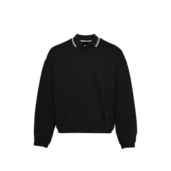 アレキサンダーワン メンズ ポロシャツ トップス Long-sleeve polo shirt Black｜asty