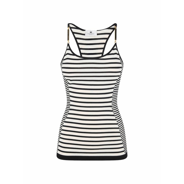 エリザベスフランキ レディース カットソー トップス Striped top White｜asty