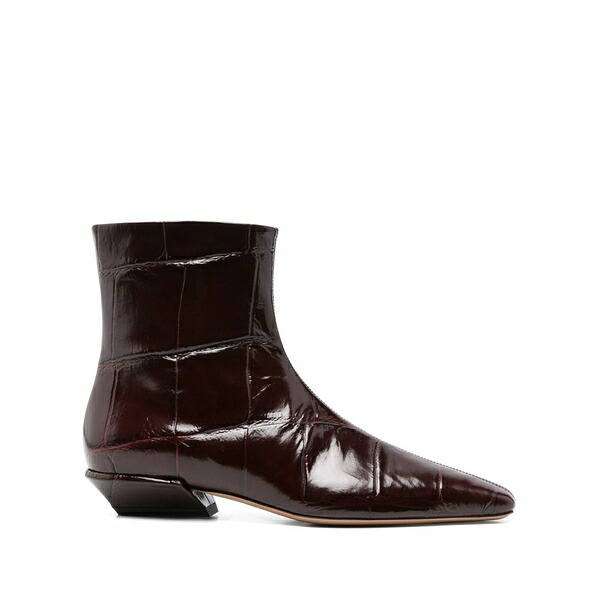 パリテキサス レディース ブーツ シューズ 30mm crocodile-effect pointed-toe ankle boots Red｜asty
