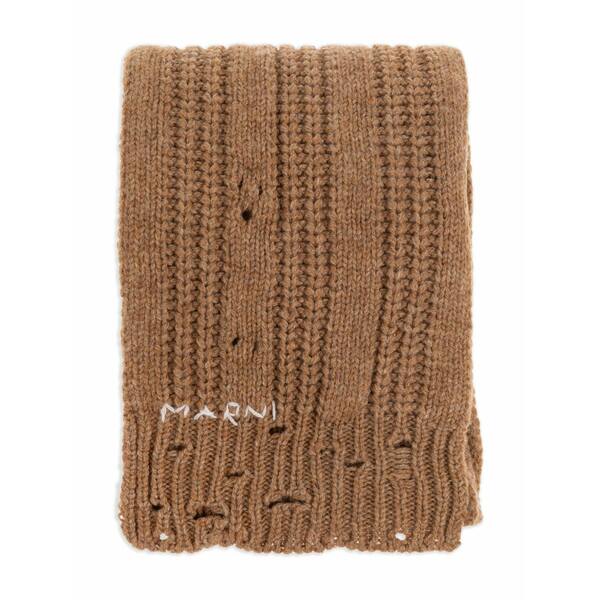 マルニ メンズ マフラー・ストール・スカーフ アクセサリー Chunky-knit scarf Brown|asty