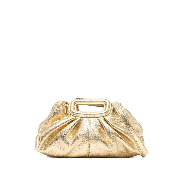 マージュ レディース クラッチペダル御徒面子 御徒面子 Mini ruched leather clutch bag Gold