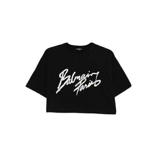 バルマン レディース Tシャツ トップス Graphic-print t-shirt Black｜asty