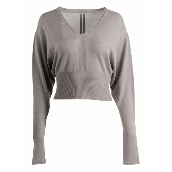 リックオウエンス レディース 編み物\u0026プルオーバー アウター V-neck ribbed top Brown