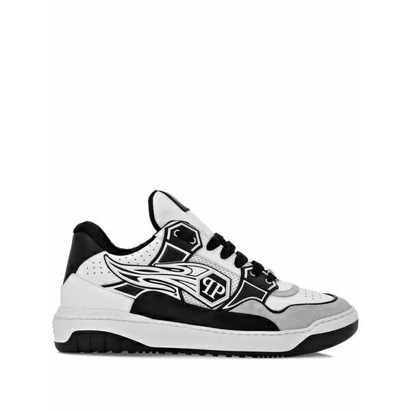 フィリッププレイン メンズ スニーカー シューズ Hexagon rhinestone-embellished sneakers White