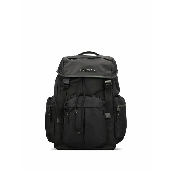 プレミアータ メンズ うしろ側容器に並べる・背嚢 御徒面子 Logo-plaque buckled backpack Black