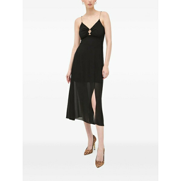 モーガンレーン レディース ワンピース トップス Chain-strap split midi dress Black｜asty