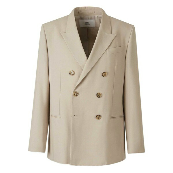 アミ メンズ ジャケット＆ブルゾン アウター Double-breasted wool blazer Neutrals｜asty 87,890円