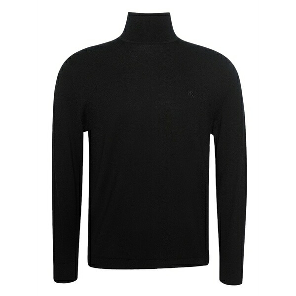 カルバンクライン メンズ Tシャツ トップス Logo-embroidered roll-neck top Black｜asty