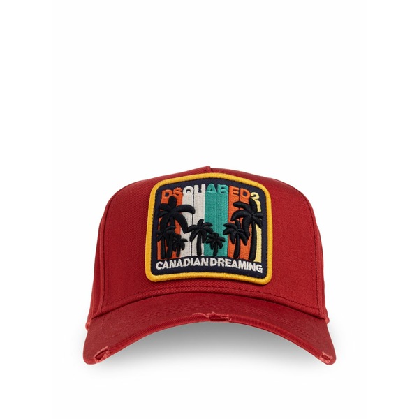 ディースクエアード メンズ かぶり笠 付属品 Patched baseball cap Red