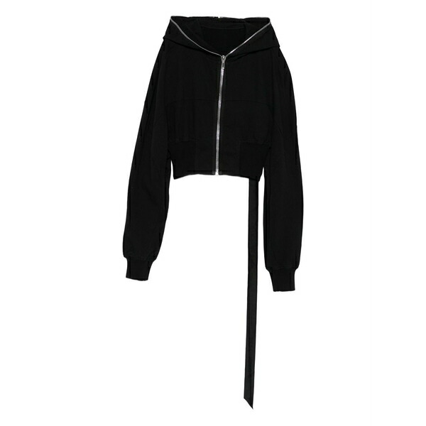 リックオウエンス レディース パーカー・スウェットシャツ アウター Cotton hoodie Black