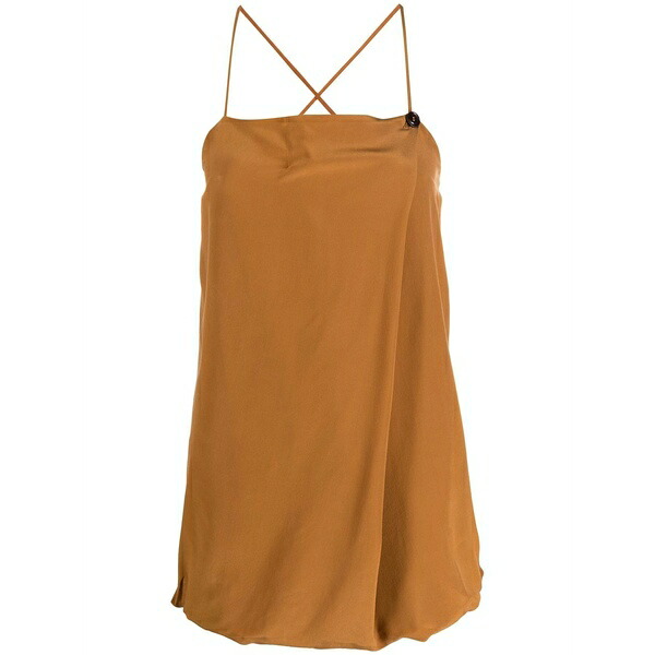 アリジ レディース シャツ トップス Square-neck silk top Brown｜asty 42,770円